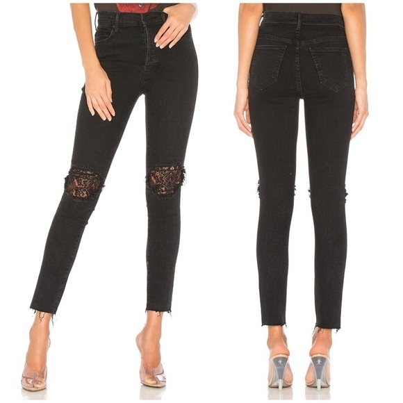 MOTHER The Super Stunner Ankle Fray in Baa Baa Black Sheep Size 26 *FLAW - Picture 1 of 15